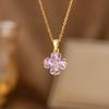 Elegant Burgundy Cherry Necklace For Women Minimalist Luxury Collarbone Chain Delicate Pendant