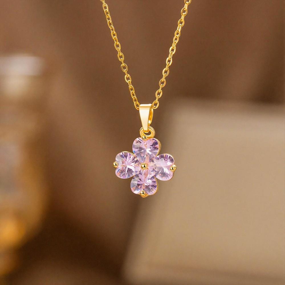 Elegant Burgundy Cherry Necklace For Women Minimalist Luxury Collarbone Chain Delicate Pendant
