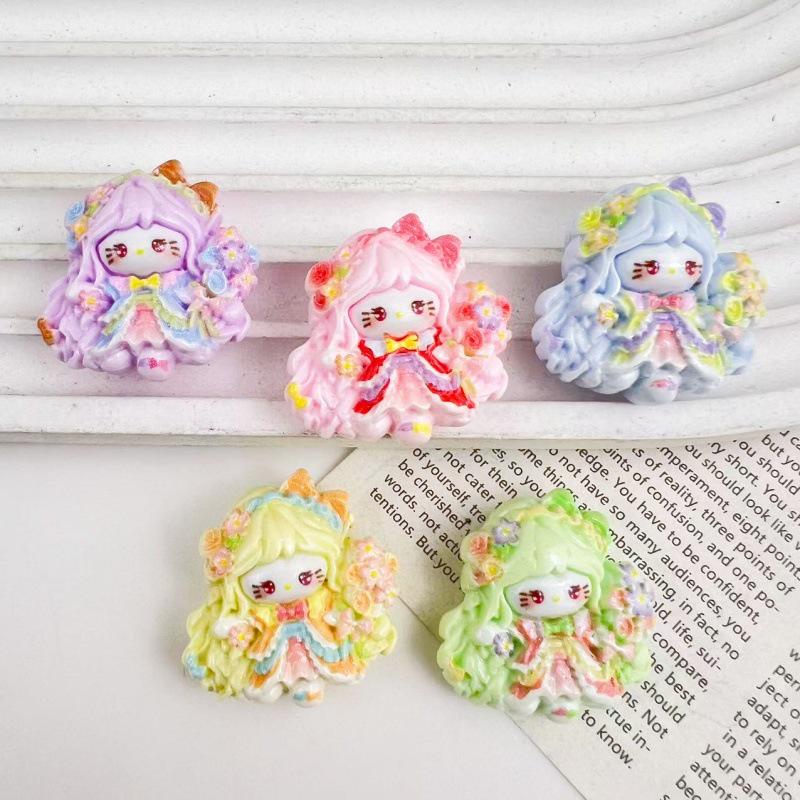 Cartoon Flower Fairy Resin Accessories: DIY Hair Clip & Keychain Trendy Ornament