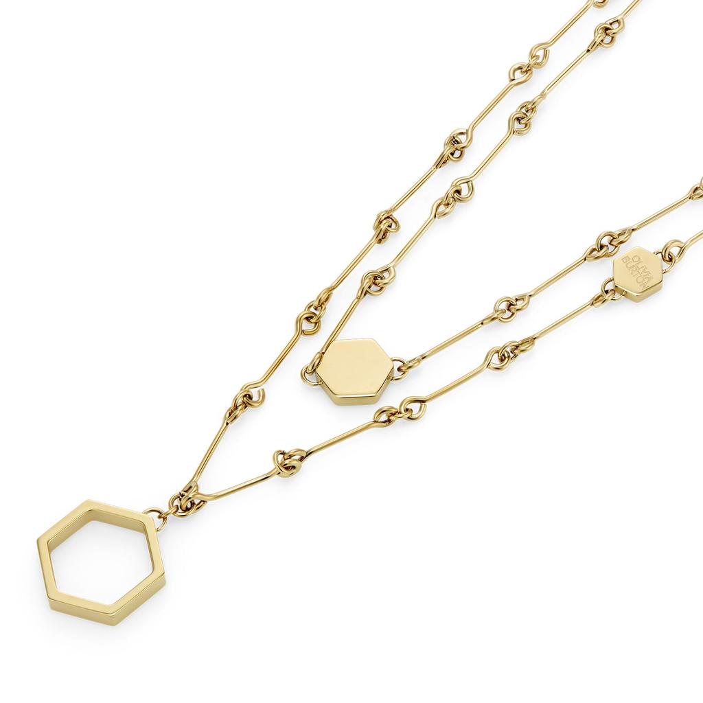 Olivia Burton Signature Honeycomb Classic Double Chain Gold Necklace Women's (24100306)