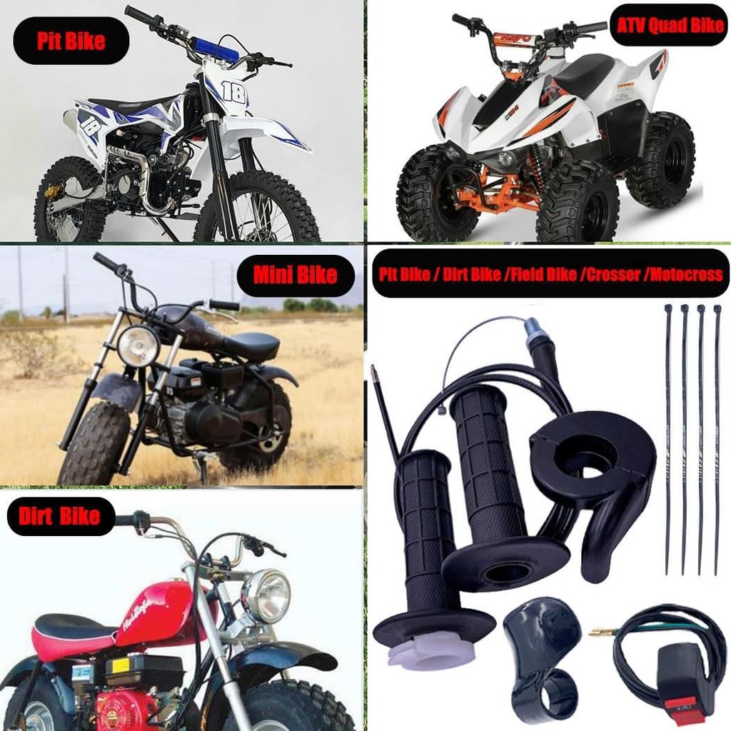 Auto-Moto Handle Bar Throttle Grips Grip +Throttle Cable + Throttle Housing Clamp for Dirt Bike Quad ATV Pit 50cc 125cc