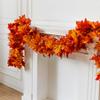Artificial Fall Leaves Garlands 4Pcs Autumn Fall Thanksgiving Maple Leaves Rattan Halloween Seasonal Harvest Decoration