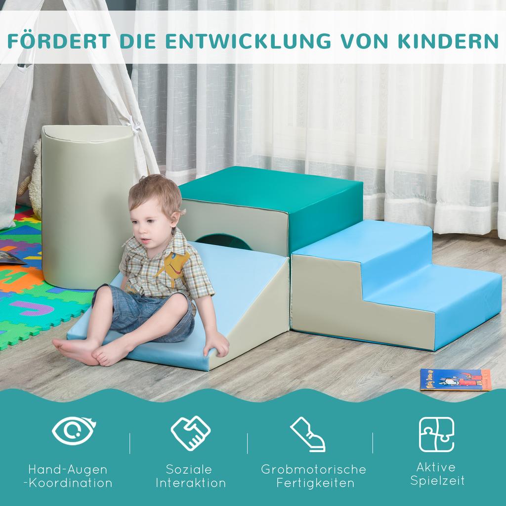 4-teiliges Weichbaustein-Set für Kleinkinder 1-3 Jahre, Mehrfarbig