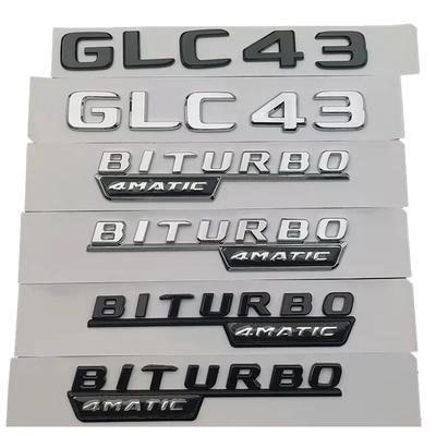 3D ABS Car Rear Trunk Badge Letters Sticker Logo GLC 43 BITURBO 4MATIC Emblem For Mercedes Benz AMG GLC43 X253 Accessories