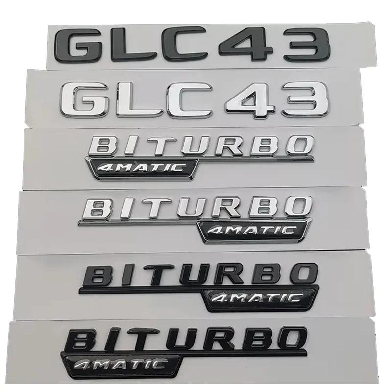 3D ABS Car Rear Trunk Badge Letters Sticker Logo GLC 43 BITURBO 4MATIC Emblem For Mercedes Benz AMG GLC43 X253 Accessories