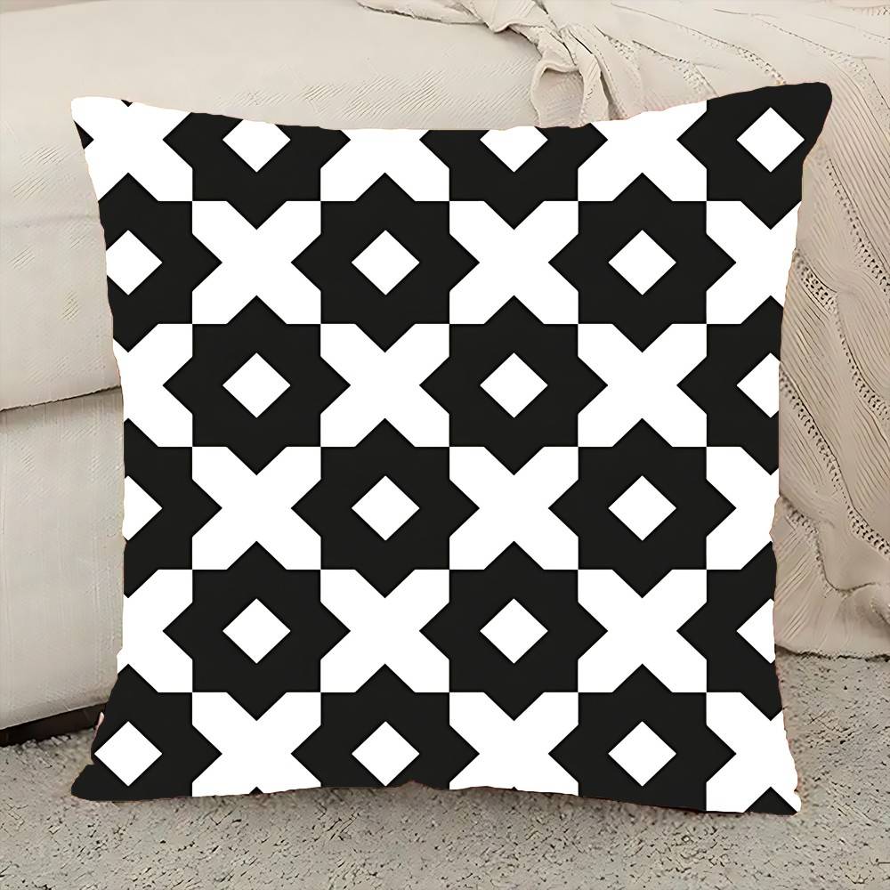 Geometrie Schwarzweiß Kissenbezug Elegant Paar Wohnzimmer Schlafzimmer Dekorativ Rechteck Kissenbezug Sofa Kissenbezug