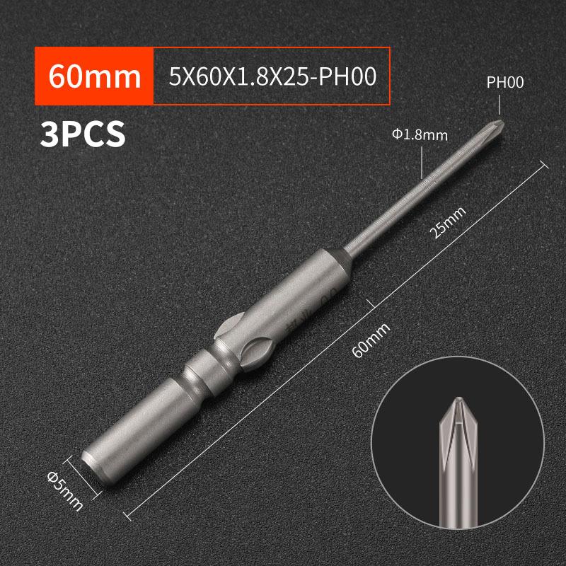 §Length 60mm Screwdriver Bit Multiple Sizes S2 Material Electric Screwdriver Bit No Slipping High Hardness Electric Bit