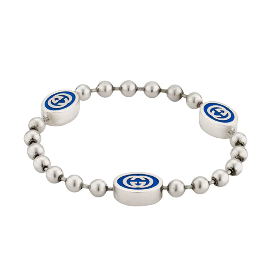 Gucci Double G Series Logo Decorative Block Glossy 925 Silver Enamel Bracelet Women bracelet 753442-J8410-8136 18