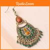 Ethnic Style Long Drop Oil Earrings Metal Geometric Pendant For Women Gift