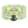 St. Patricks Day Bracelets Handmade Beaded Stackable Bracelet Irish Green Leaf Hat Lucky Shamrock Charm Bracelet for Women