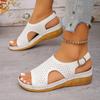 Summer Wedge Sandals Women's 2025 New Cut-Out, Breathable, Plus Size Open Toe Roman Sandals