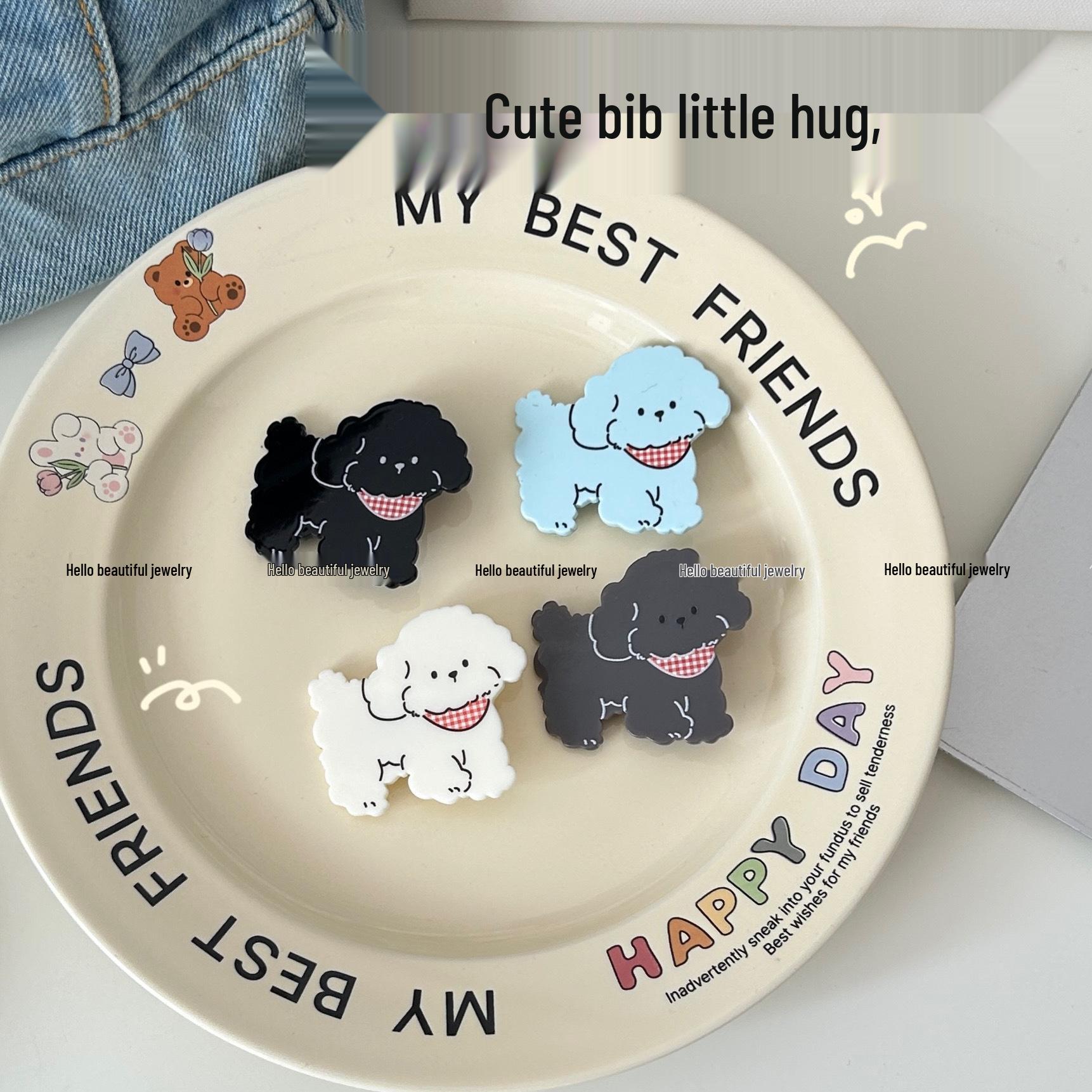 

Adorable Red Puppy Hair Clip - Acrylic Dog Hair Accessory for Girls, Soft and Sweet Hairpin, Cute Student Side Clip Red Bib#Puppy Hair Clip чёрный