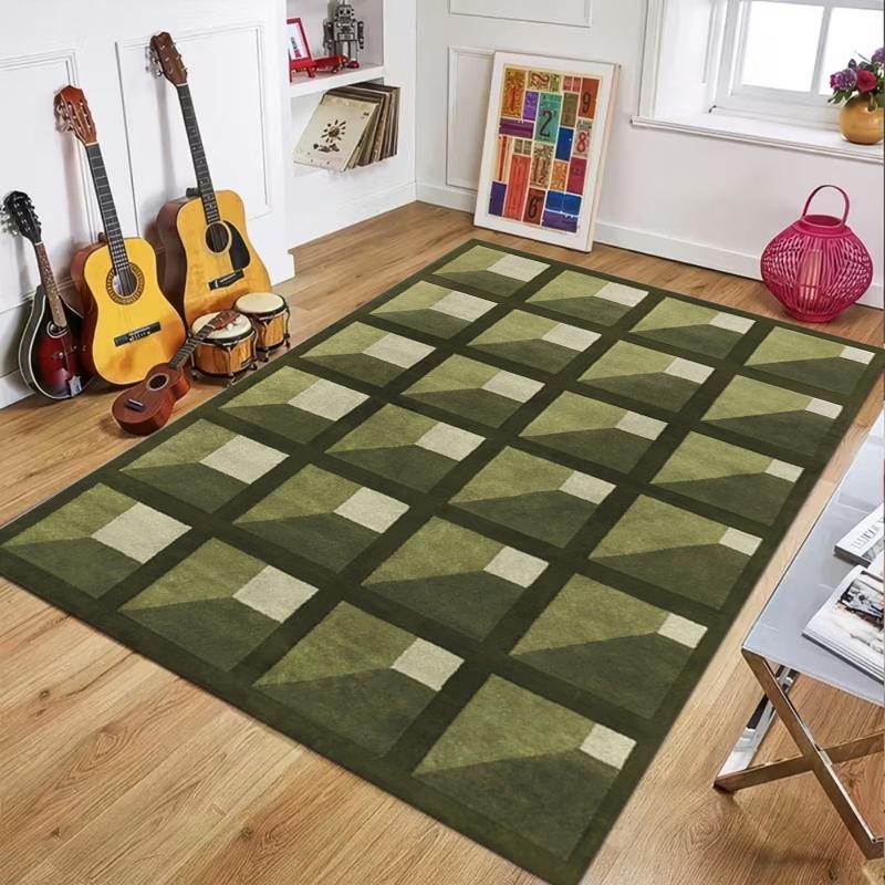Modern Simple Geometric Gradient Square Rug Non-Slip Wear-Resistant Soft Dustproof Decorative for Living Room Bedroom 40X60CM