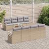 9 Piece Beige Garden Sofa Set with Cushions