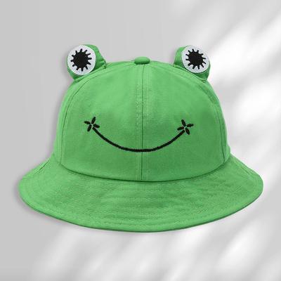 Cute Cartoon Frog Sun Hat For Men And Women Adjustable Fisherman Hat Portable Folding Outdoor Sun Protect Wide-brimmed Hat