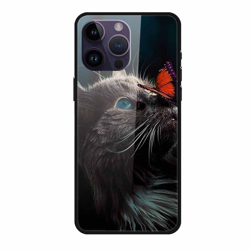 Glass Back Cover For iphone 16 Pro Max Phone Case 16Pro Max Hard Tempered Glass Case For iphone 15 Pro Max Case Soft TPU Bumper
