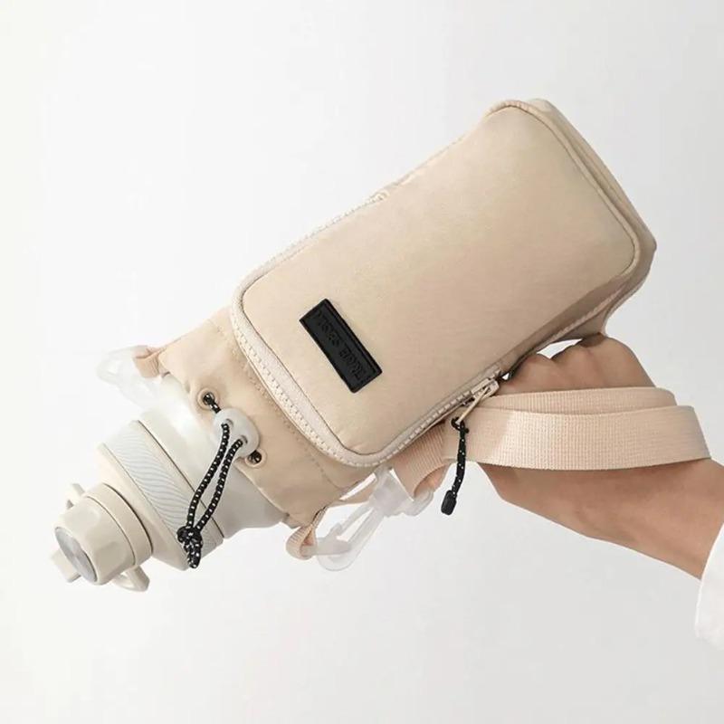 Unisex Water Bottle Holder with Strap, Insulation Water Bottle Carrier Bag with Phone Pocket, Water Bottle Sling Bag Crossbody