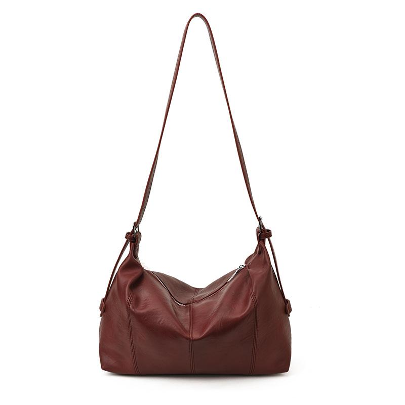 

PU Hobo Bag Women s Fashion Shoulder Tote with Soft Texture Large Capacity Casual Everyday Handbag красный