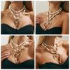 Y2K Chunky Gold Necklace Silver Color Heart Pendant  Jewelry Accessories