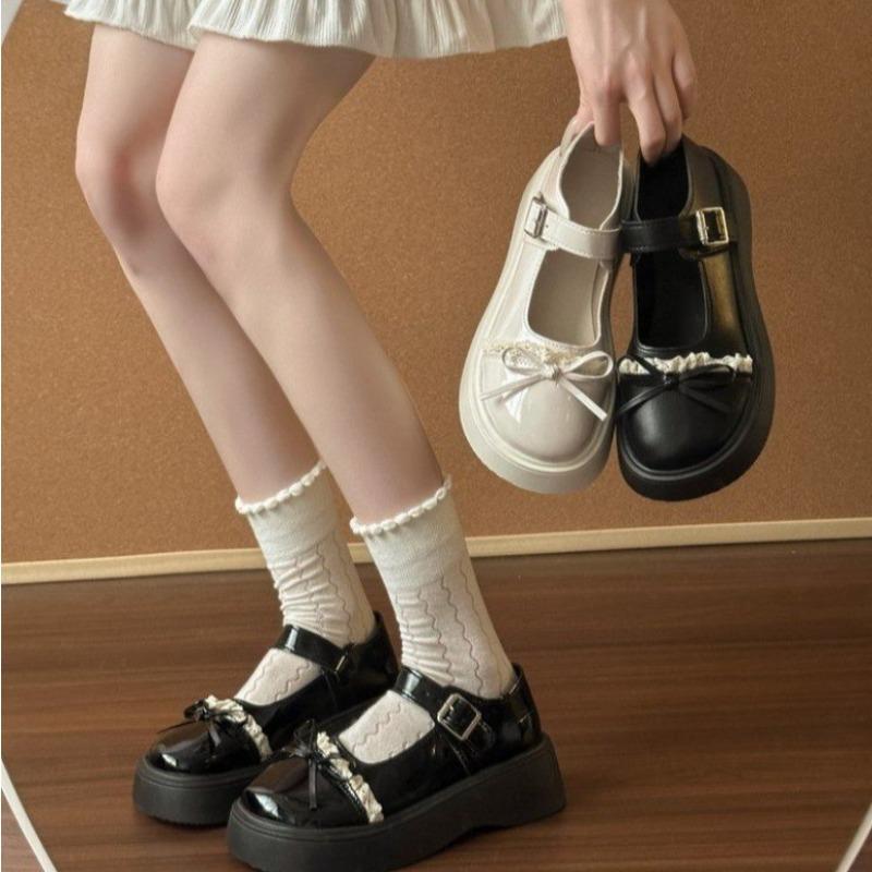 Fashion 2025Elegant Women Lolita Shoes Height Increasing  Jane Shoes Spring French Style Thick Bottomed Stilettos Platform Shoes Women