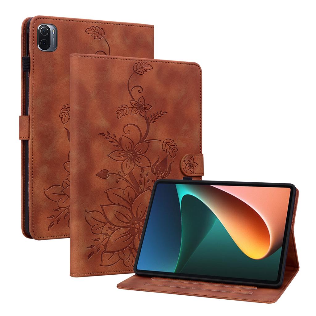 For Xiaomi Pad 5 / Xiaomi Pad 5 Pro (It's not Xiaomi Pad 5 Pro 12.4). PU Leather Exquisite Floral Embossed Design Tablet Case