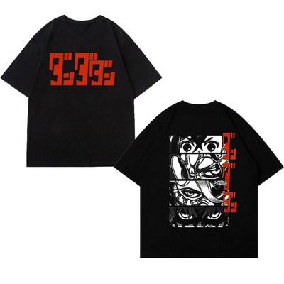 Anime Sang Chaud Imprimé Manches Courtes Top Y2K pour Homme Imprimé High Street Coton Col Rond T-shirt Décontracté Ample Streetwear Unisexe