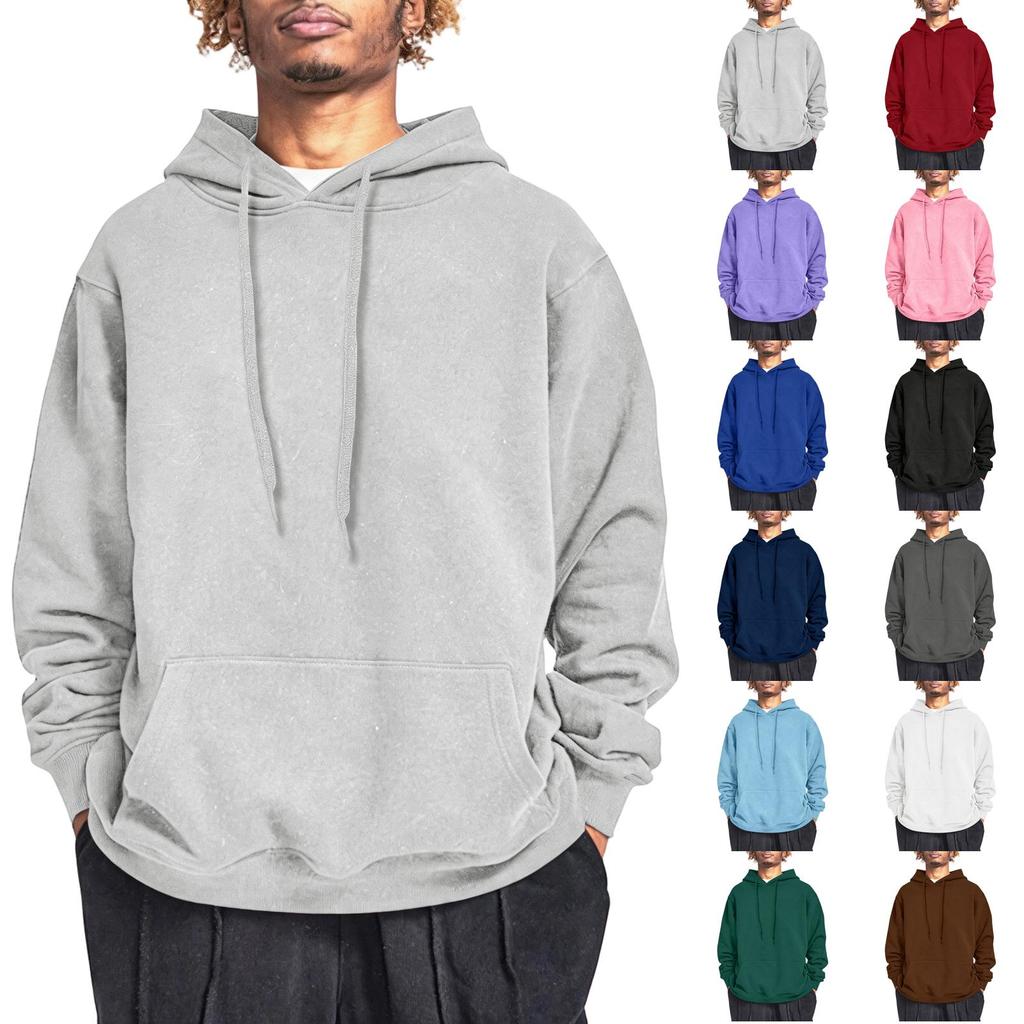 Men's Casual Hooded Hoodie with Large Front Pocket Long Sleeve Color