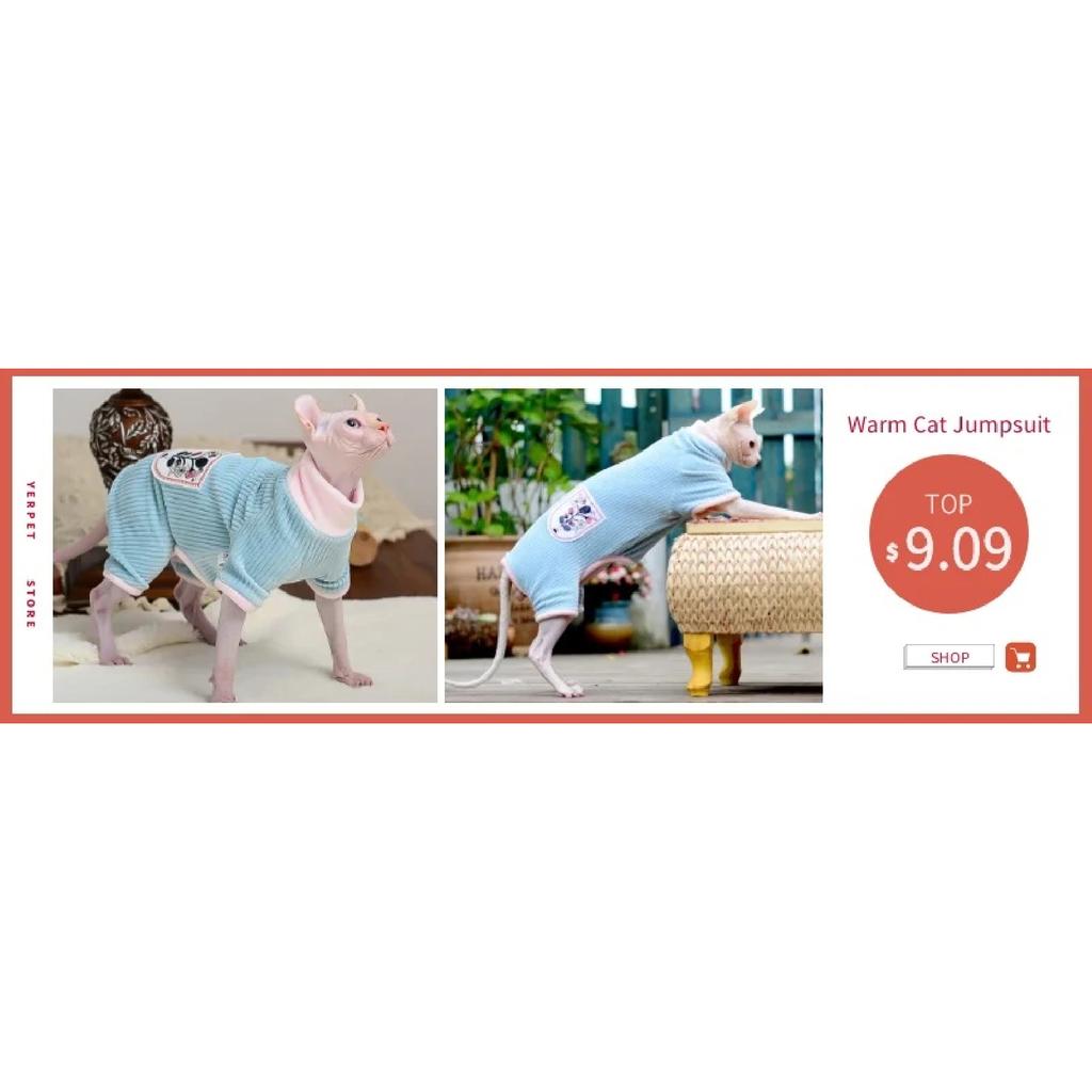 Sphynx Cat Clothes Winter Warm Pet Cat Hoodies Cute Floral Soft Flannel Kitten Cat Pajamas Costumes For Sphinx Devon Rex Cats