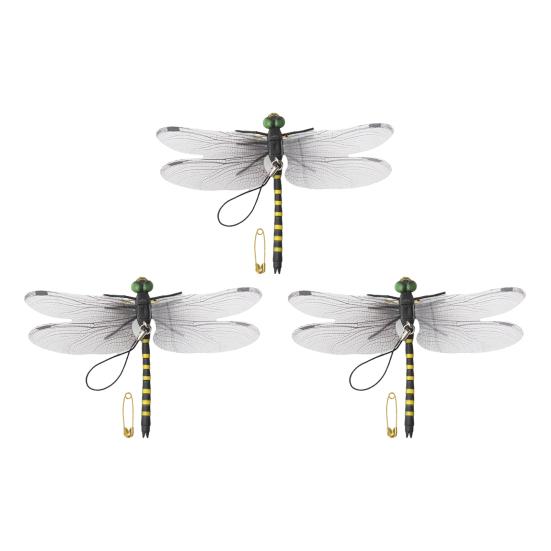 Realistic Artificial Dragonfly Outdoor Insect Deterrent Garden Decoration Dragonfly Pin with Hanging Strap for Outdoor Flower Pots Camping Hat