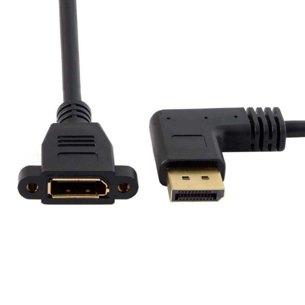 CY DisplayPort Male to Female 90 Degree Left Down Angle Extension Supports 4K 60Hz Cable,