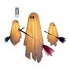 1Pcs Halloween Hanging Ghost Decor With Broom Warm Light Sheer Sparkly Fabric Ornament for Tree Porch Yard Indoor Outdoor Party