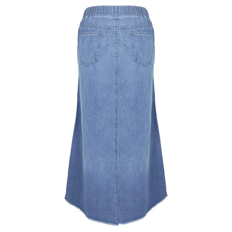 Women's High-Waist Elastic A-Line Denim Skirt - Autumn/Winter Collection