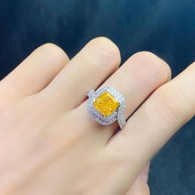 Golden Zircon Princess Fang Netizens Live New Product Full Diamond High Grade Temperament Open Ring Female Ornament