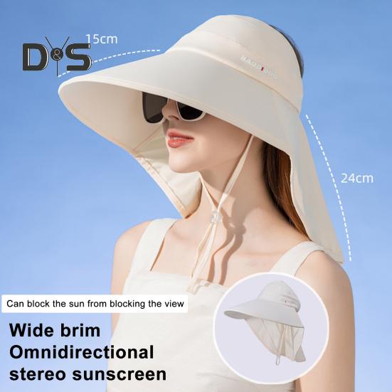 Women's Wide Brim Sun Hat Rollable UV Sun Protection Hat with Neck Flap UPF 50+ Fishing Hat with Ponytail Hole for Hiking Beach