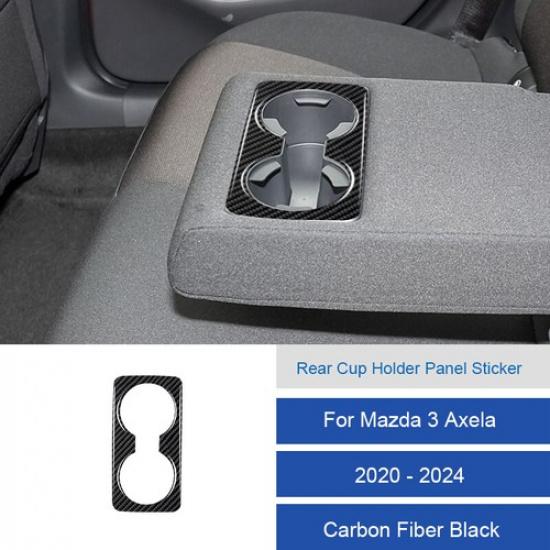 Carbon Fiber Rear Row Cup Holder Panel Trim Sticker Fit For Mazda 3 Axela 20-24