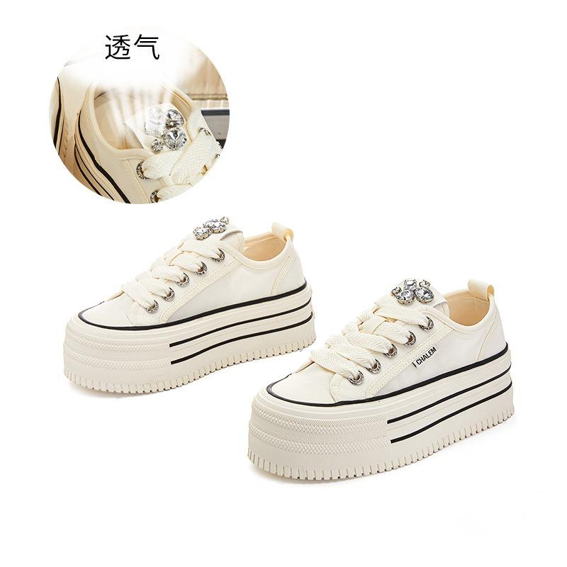 

New platform white shoes summer breathable heightening muffin shoes casual single shoes versatile women s shoes sports board shoes 35 бежевий