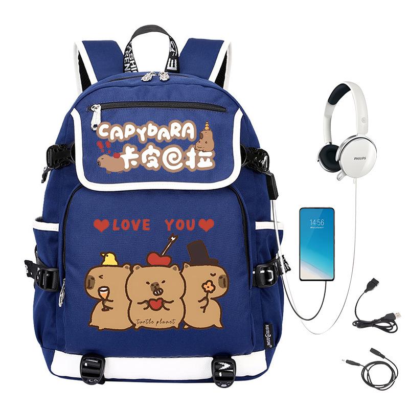 Kapibara Schoolbag Large Capacity Cute Junior High School Students Durable Lightweight Backpack Men and Women