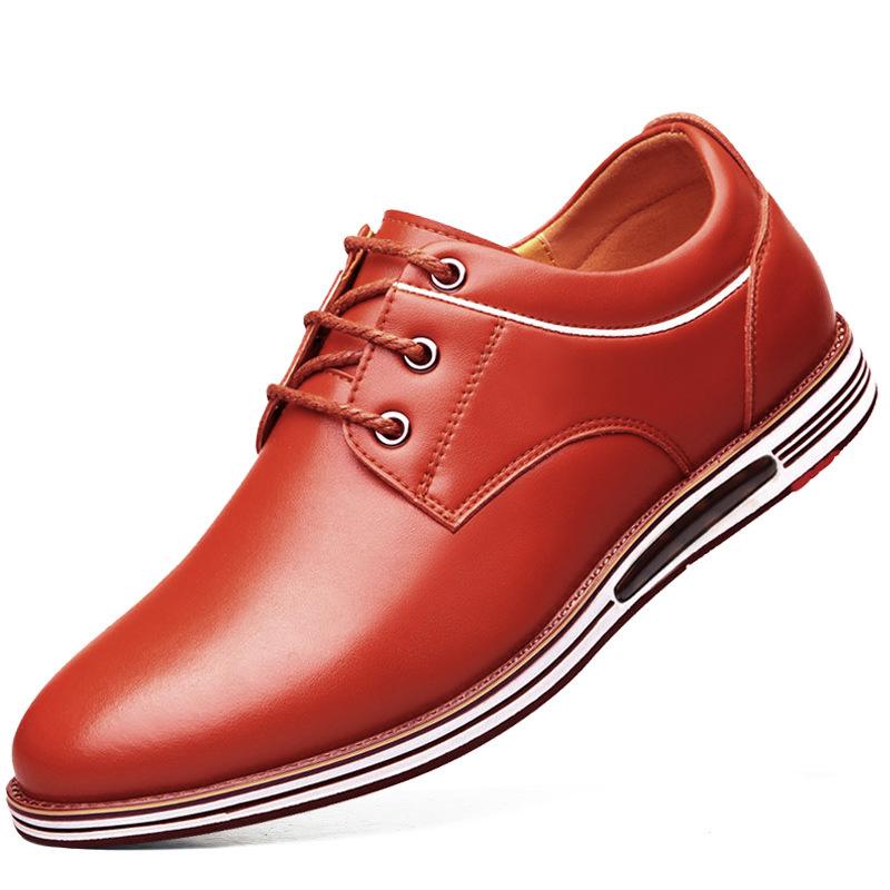 New Men's Casual Shoes Lace-up Leather Breathable Casual Leather Shoes Men's Trendy Shoes