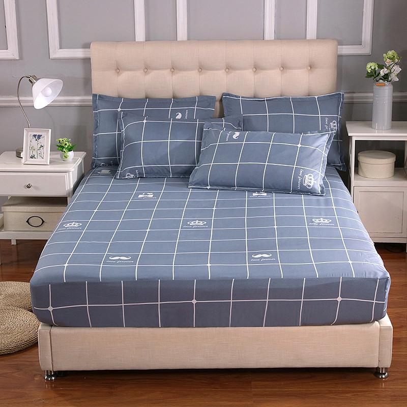 Plant Printing Bed Sheet Fitted Sheet with Pillowcase Elastic Bands Non Slip Adjustable Mattress Cover for Double King Queen Bed