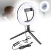 UN‑206 3‑Color 20cm Ring Light LED Tripod Stand Arc Fill Lamp for Beauty Photography Live
