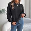 Women's Sweatshirt Casual Solid Colour Openwork Lantern Sleeve Pullover Knit Top