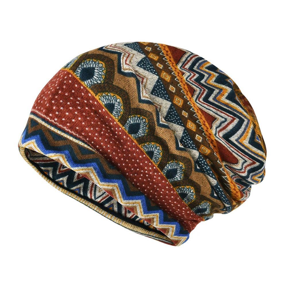 

Multifunctional Pullover Hat Plaid Print Keep Warm Women s Pile Hat Autumn and Winter 01