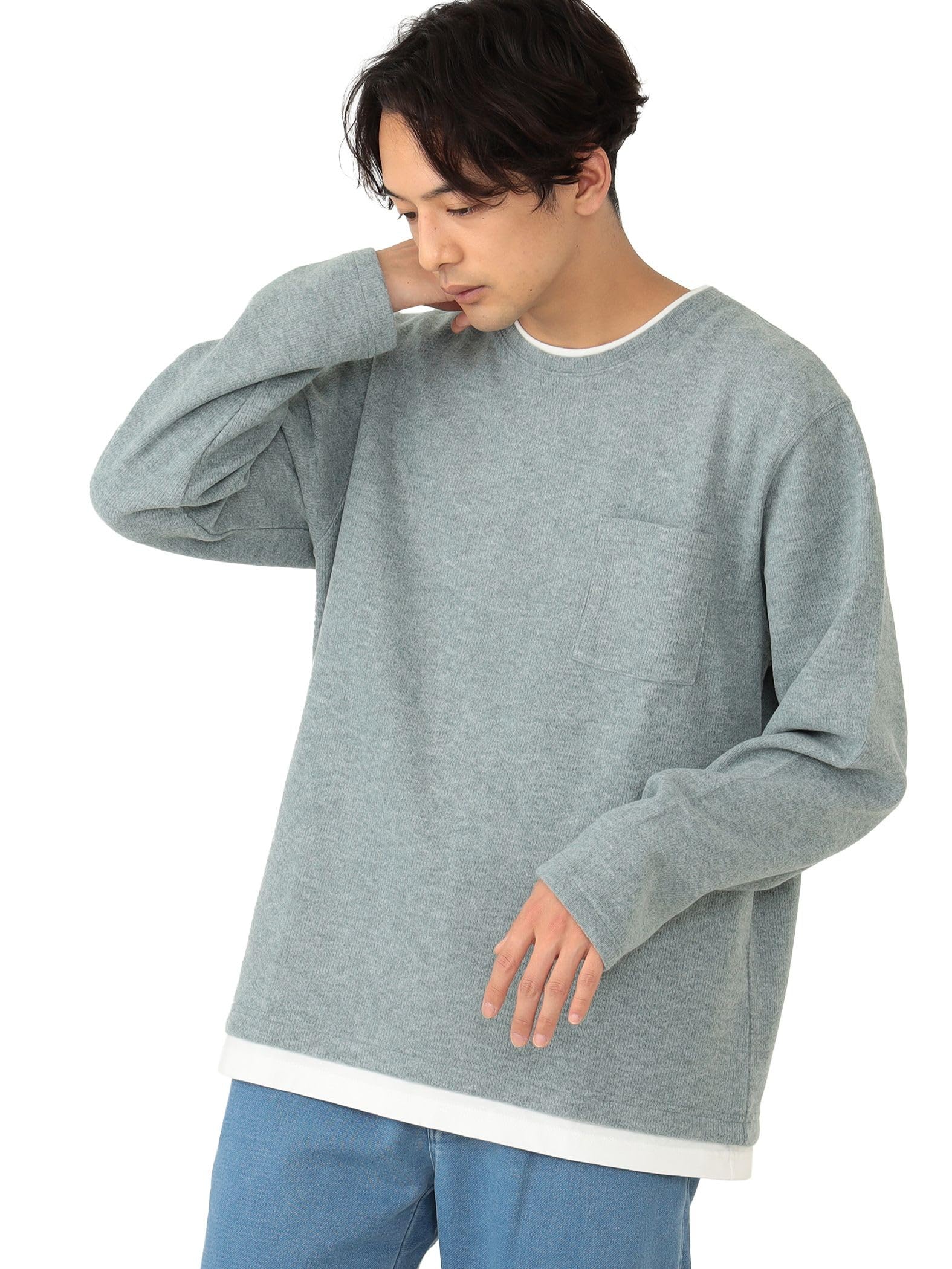

Футболка с длинным рукавом из искусственного материала с начесом M [Beams Heart] L/S__TEE, мужская, SMOKE_GREEN