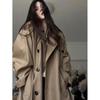 2025 British Style Mid-Length Trench Coat with Lapel & Tie Waist for Spring & Autumn