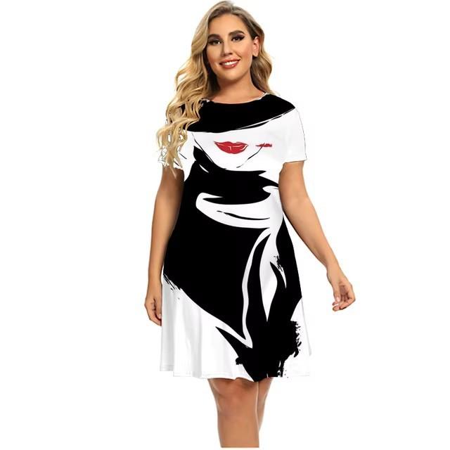 Elegante vestito t-shirt a maniche corte moda vacanza al mare abiti midi donna abbigliamento stampa 3D