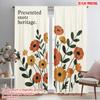 2pcs 2D Flat Printing Window Curtains Retro Floral Polyester Without Electricity Family Party Use for Home & Party Decoration