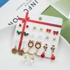 Christmas Earring Set: Santa Claus, Bell, and Tree Drop Oil Studs - 12-Piece Gift Collection