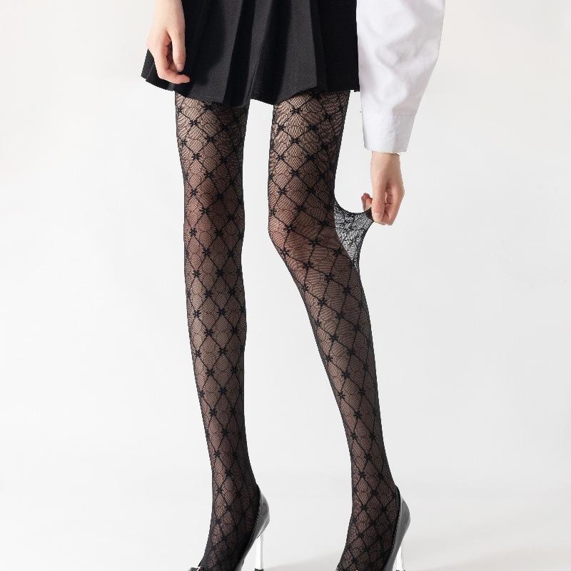 Y2K Women Sexy Tights Seamless Mesh Fishnet Leggings Spring Summer Office Ladies Party Wedding Elastic Black Pantyhose Gothic