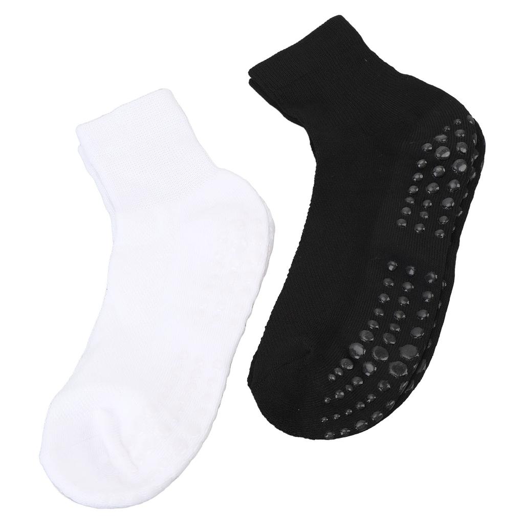 2 Pairs Wide Socks with Grips Men Women Non Binding Socks High Stretch Socks Black and White Large