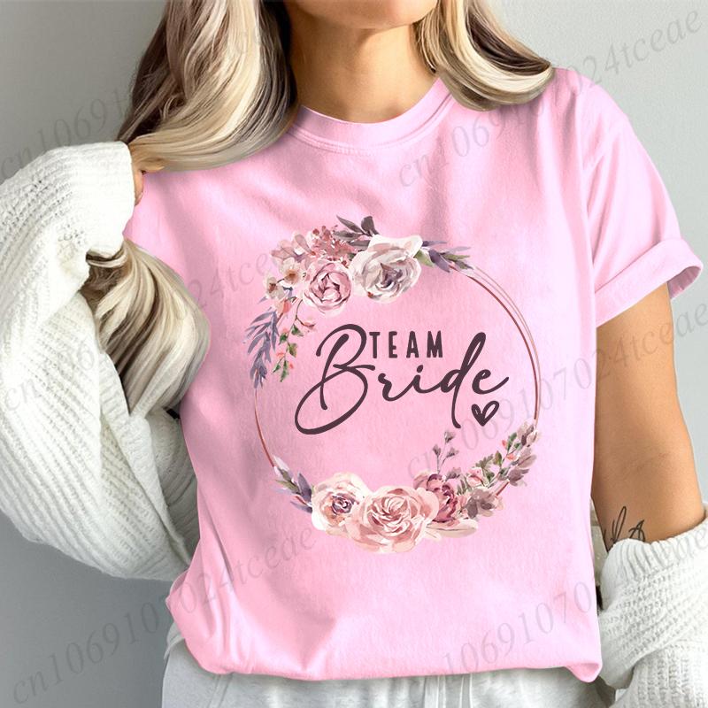 Bridal Graphic T Shirt for Women T Shirt Bride Team Tshirt Bride To Be Fashion T Shirt Women Bachelorette Party TShirt Tops T01